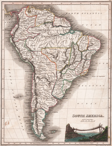 antique south american map 1819